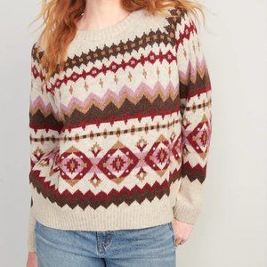 Plus Size Fair Isle Cozy Shaker-Stitch Pullover Sweater